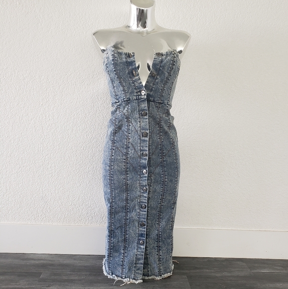 Denim Acid Wash MISHA Collection Aquila Midi